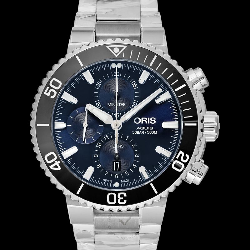 Oris Aquis Chronograph Automatic Blue Dial Bracelet Men's Watch