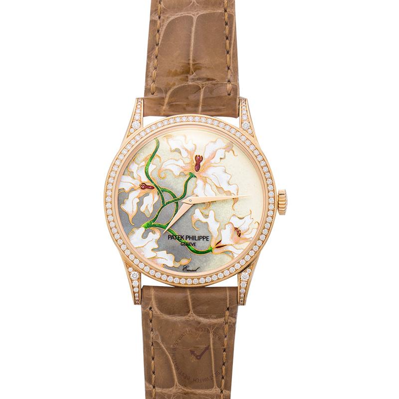 Patek Philippe Calatrava Orchids Rose Gold Diamond Bezel Ladies Watch