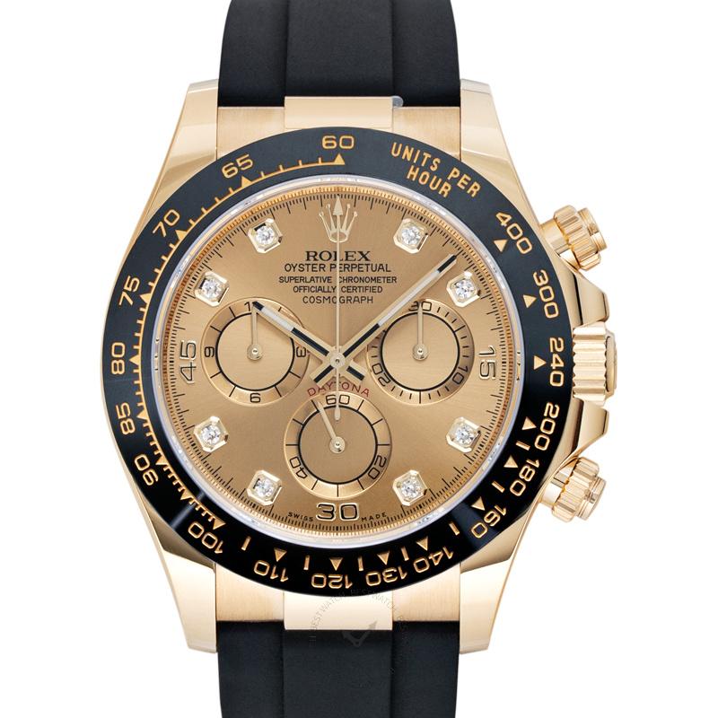 Rolex Cosmograph Daytona Yellow Gold Automatic Champagne Dial Diamond Index Men's Watch