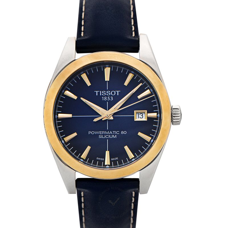 TISSOT GENTLEMAN POWERMATIC 80 SILICIUM SOLID 18K GOLD BEZEL WATCH