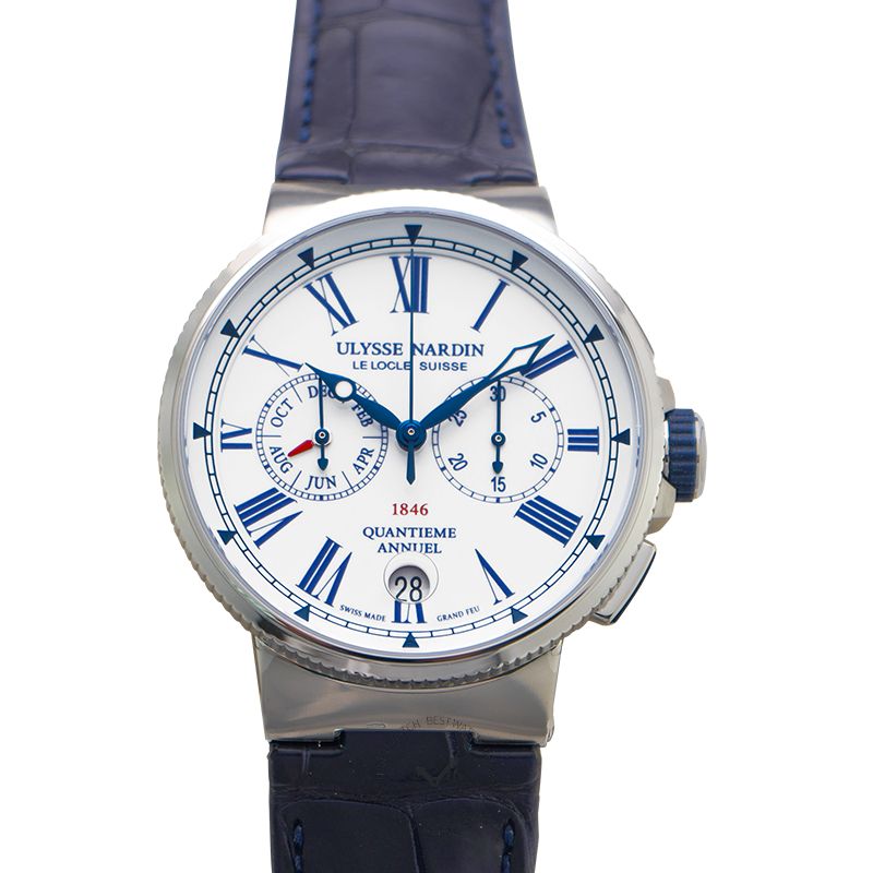 Ulysse Nardin Marine Annual Calendar Chronograph Automatic Men's Leather Watch