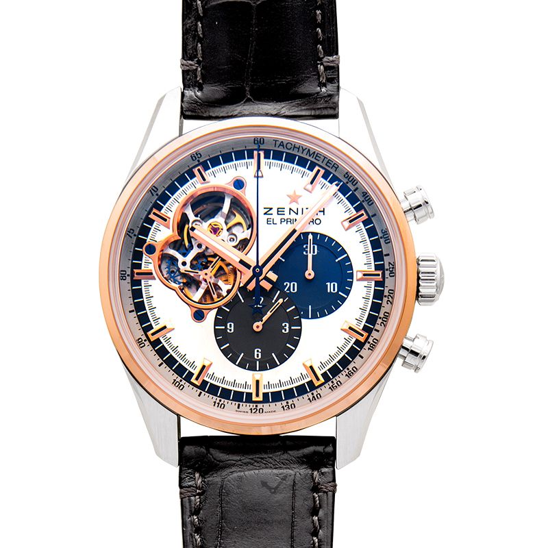 Zenith El Primero Auto Chronograph 18kt Rose gold & stainless steel case Men's Watch