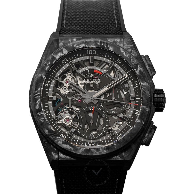 Zenith Defy Black Carbon Automatic Skeleton Dial Men's Watch