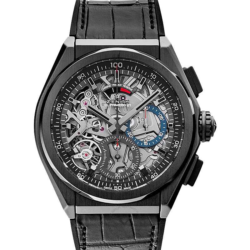 Zenith Defy El Primero 21 Black Ceramic / Skeleton / Alligator