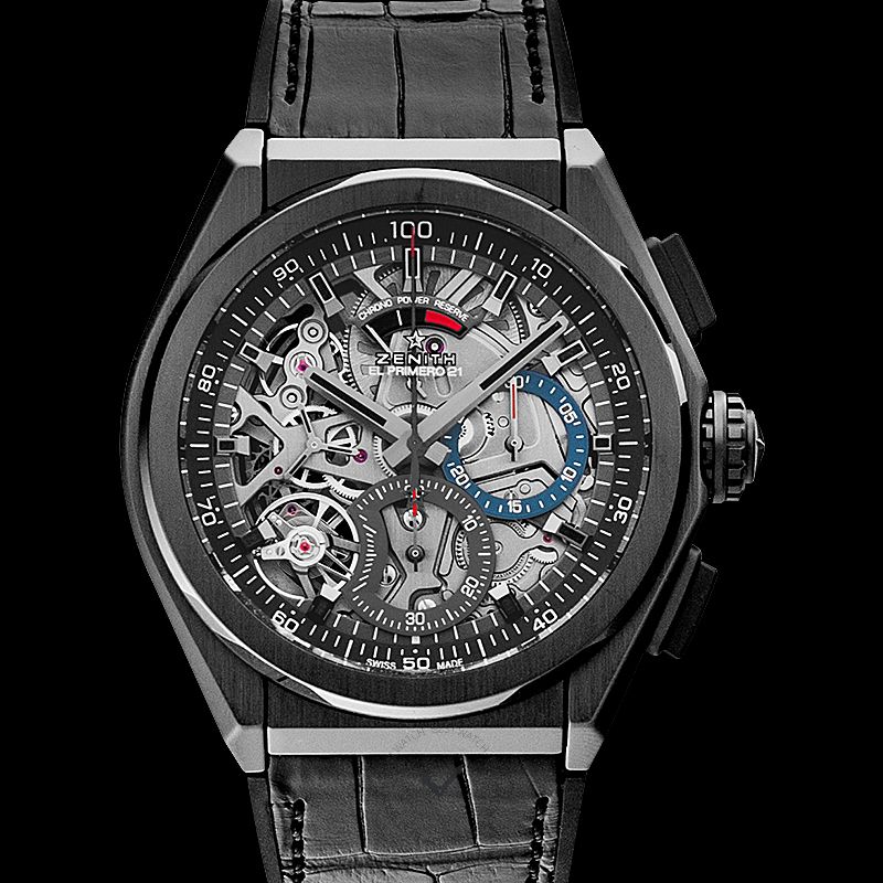 Zenith Defy El Primero 21 Black Ceramic / Skeleton / Alligator