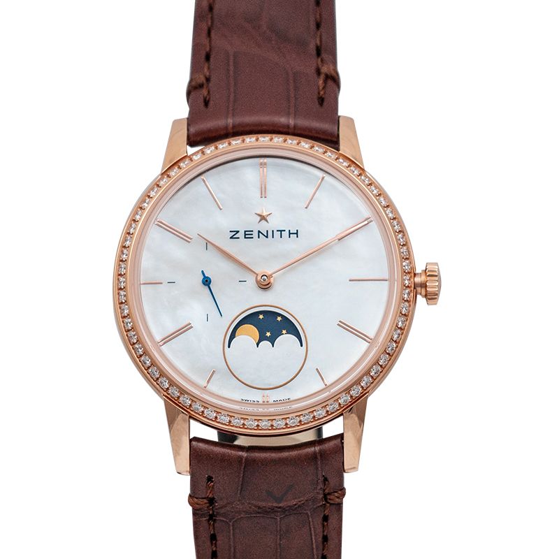 Zenith Elite Lady Moonphase Automatic Mother of pearl Dial Diamond Bezel Ladies Watch